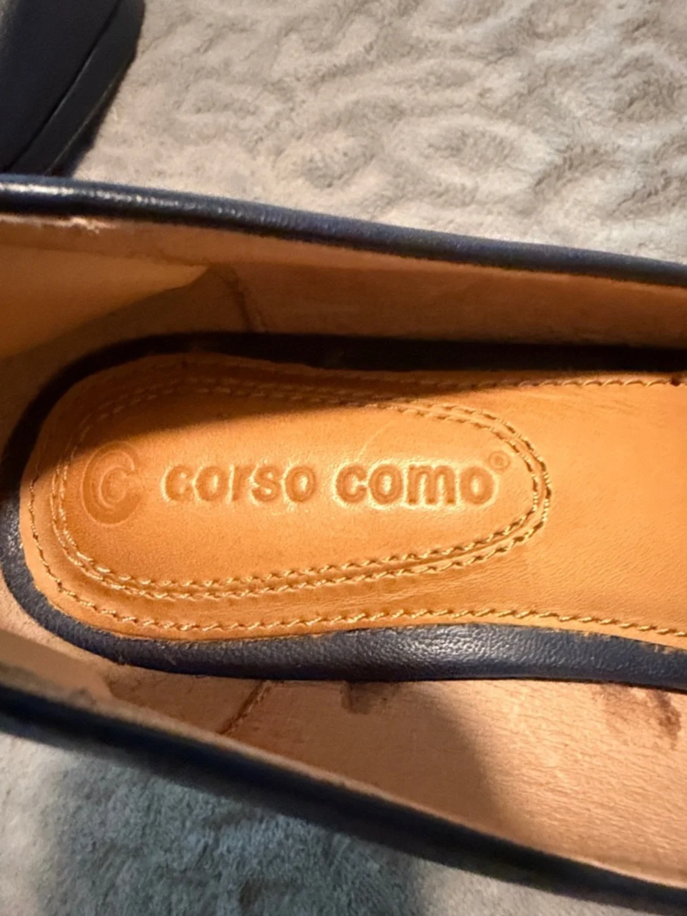 Corso Como Navy Leather Pointed Toe Pumps